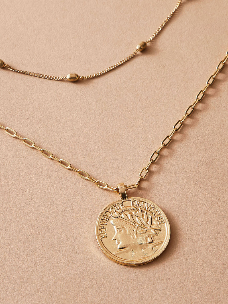 Coin Charm Necklace 2pcs