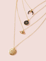 1pc Eye & Moon Charm Layered Necklace