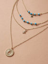 1pc Ring & Star Charm Layered Necklace