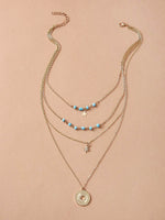 1pc Ring & Star Charm Layered Necklace