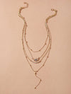 1pc Rhinestone Engraved Eye Charm Lariat Layered Necklace