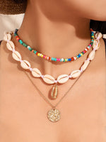 Coin & Shell Decor Necklace 3pcs