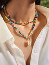 Shell Charm Beaded Necklace 1pc