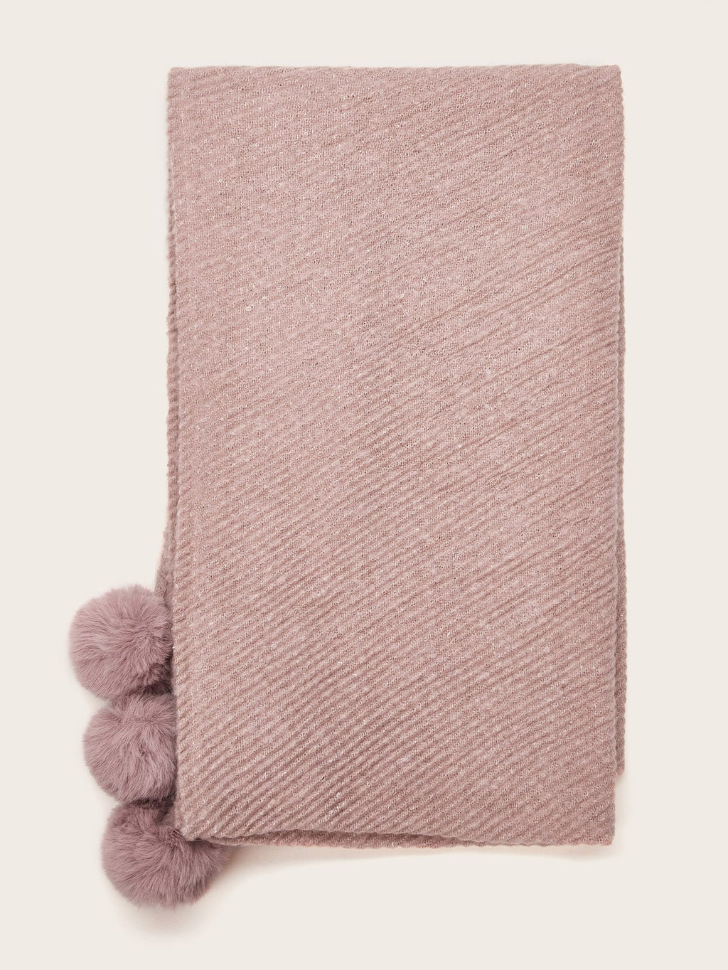 Pom Pom Decor Solid Scarf