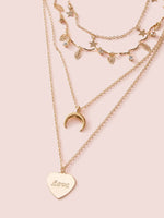 1pc Star & Heart Charm Layered Necklace