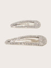 2pcs Rhinestone Engraved Hair Snap Clip