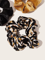 5pcs Leopard Print Velvet Scrunchies