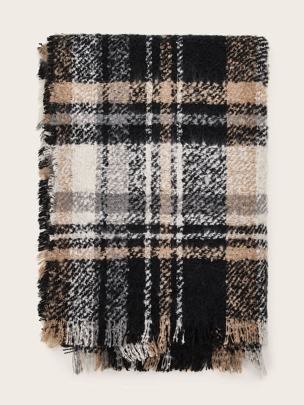 Plaid Tassel Hem Scarf