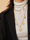Coin & Shell Charm Chain Necklace 2pcs
