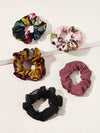 5pcs Flower & Striped Hair Ties