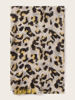 Leopard Pattern Raw Hem Scarf