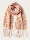 Striped Pattern Tassel Hem Scarf