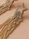 1pair Rhinestone Engraved Star & Tassel Drop Earrings