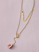 1pc Stone Charm Layered Lariat Necklace