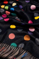 Multicolored Polka Dot Soft Scarf in Black