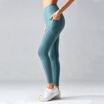 Peach hip stitching pocket fitness pants