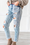 Girl Gang Stone Washed Distressed Jeans