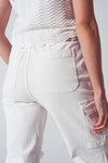 Straight Leg Cargo Pants in White