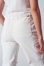 Straight Leg Cargo Pants in White