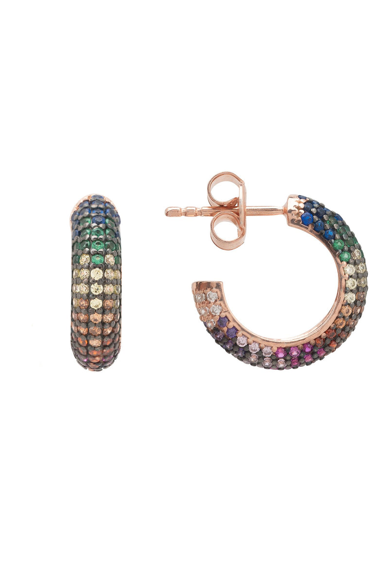 Rainbow Hoop Earrings Rosegold