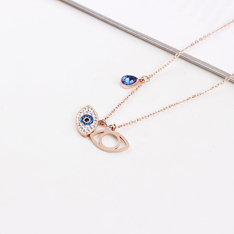 Rose gold demon eye necklace short clavicle chain