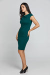 Fitted Emerald Dress With Cap Sleeves