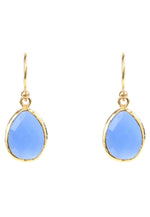 Petite Drop Earring Dark Blue Chalcedony Gold