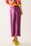 Satin Midi Skirt in Fuchsia