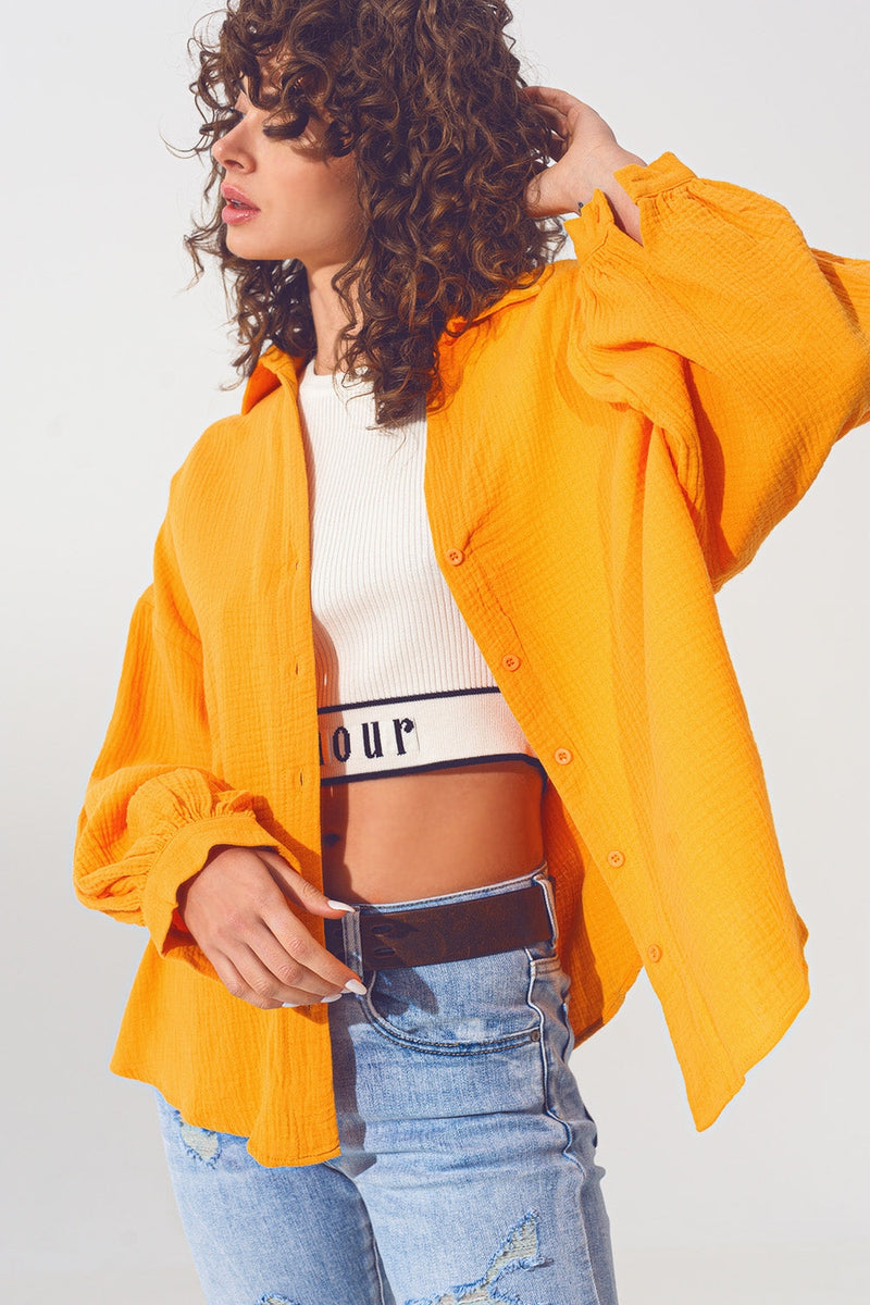 Textured Loose Fit Shirt in Orange