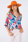 Soft Satin Blouse With Flower Print