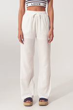 Textured Wide Leg Pants in White