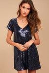 Light Up the Night Navy Blue Sequin Shift Dress