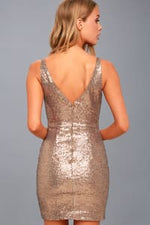 Champagne Showers Matte Bronze Sequin Bodycon Dress