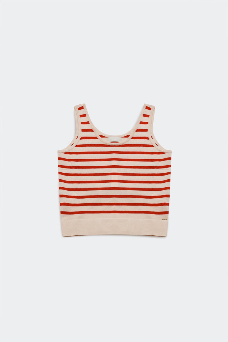 Striped Cropped Top in Red and White