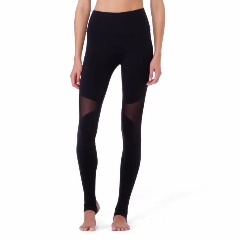 High waist sexy mesh stitching yoga step pants