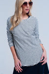 Navy Striped Asymmetric Sweater