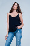 Black Cami Top With Shiny Pattern