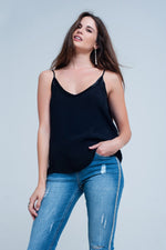 Black Cami Top With Shiny Pattern