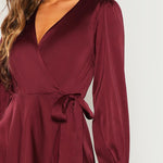 V-Neck Belted Wrap Asymmetric Party Maxi Dress