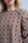 Brown Top With Check Print