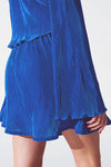 Pleated Short Skirt in Blue