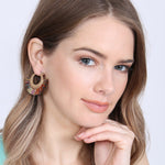 B2e2776 - Fan Tassel Metal Hammered Hoop Earrings