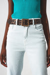 Elastic Cotton Jeans in Light Blue