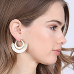 B2e2776 - Fan Tassel Metal Hammered Hoop Earrings