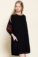 Embroidered Long Sleeve Dress