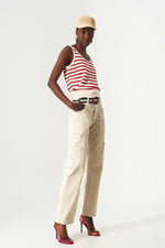 Striped Cropped Top in Red and White