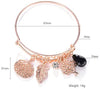 HONGYE 1 Set 2 Pcs Tree of Life Leaves Feather Rhinestone Pendant Bangle Bracelet