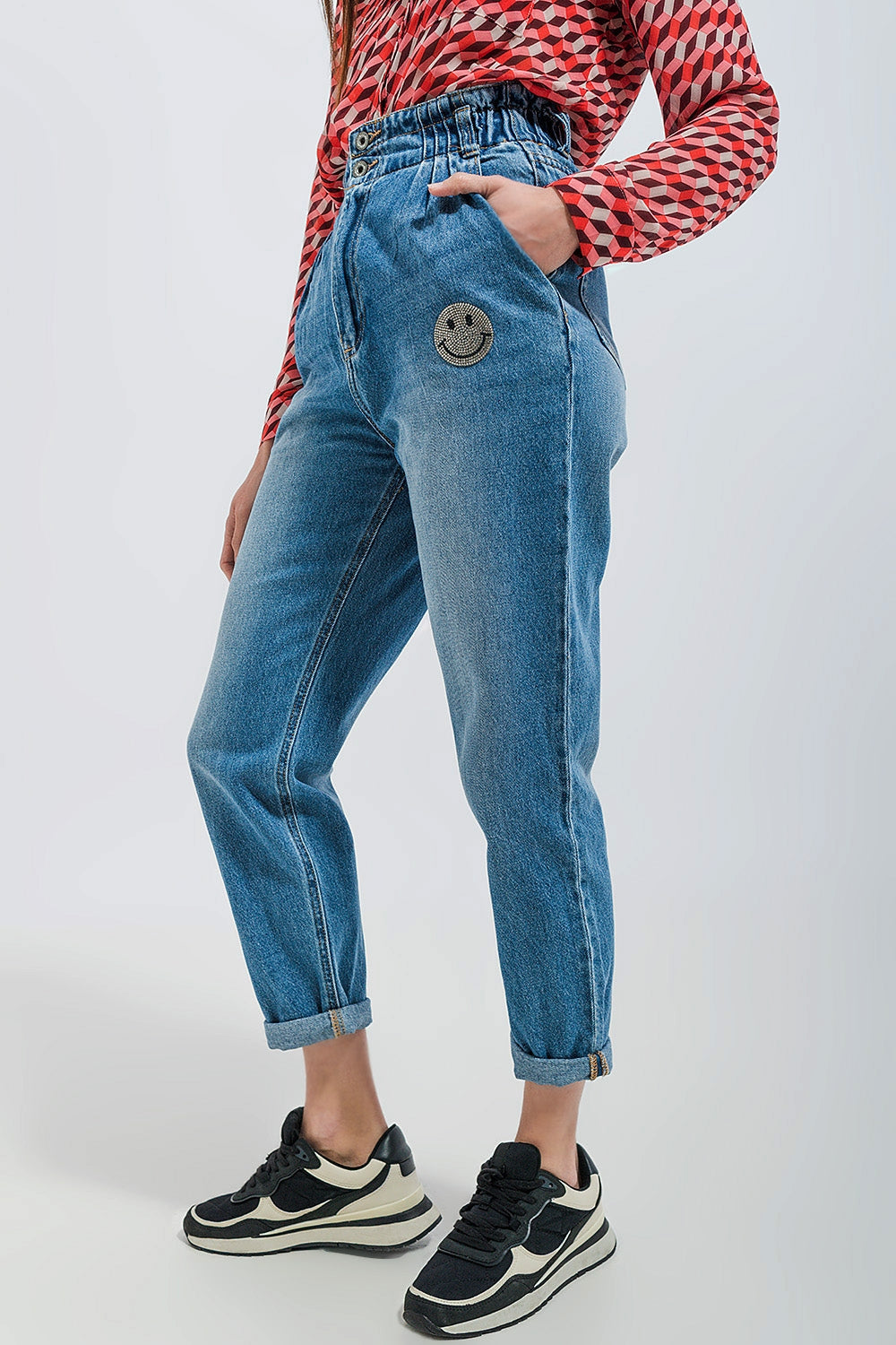 Jeans With Emoji Embellishment