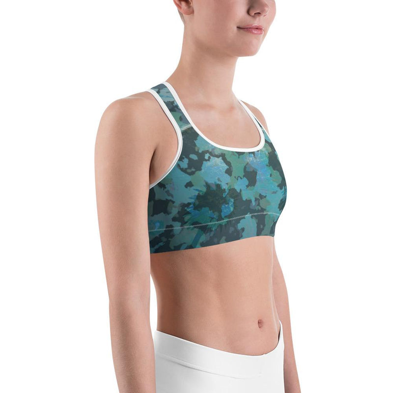 Women's Moisture Wicking O.U.R. Outdoors Sports Bra (White & Black Piping)