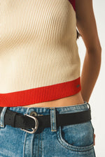 Ribbed Cropped Vest Top in Red